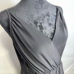 Yumi Kim Jayne 100% Silk Faux Wrap Dress Medium Black Sleeveless Zip Back